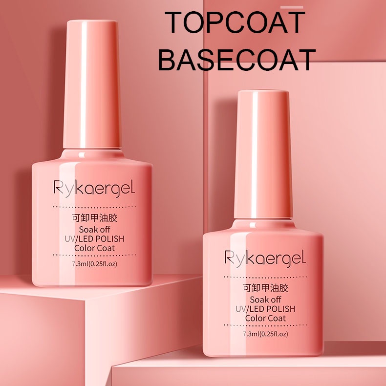 RYKAERGEL Fungsional Gel Polish Top Coat Base  UV GEL KUTEK GEL BENING Soak Off Nail Art 7.3ml