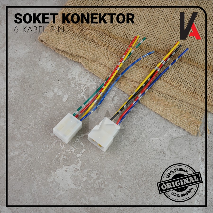 Soket Konektor Kabel 6 Pin Besar / Socket Sambung Mobil Motor