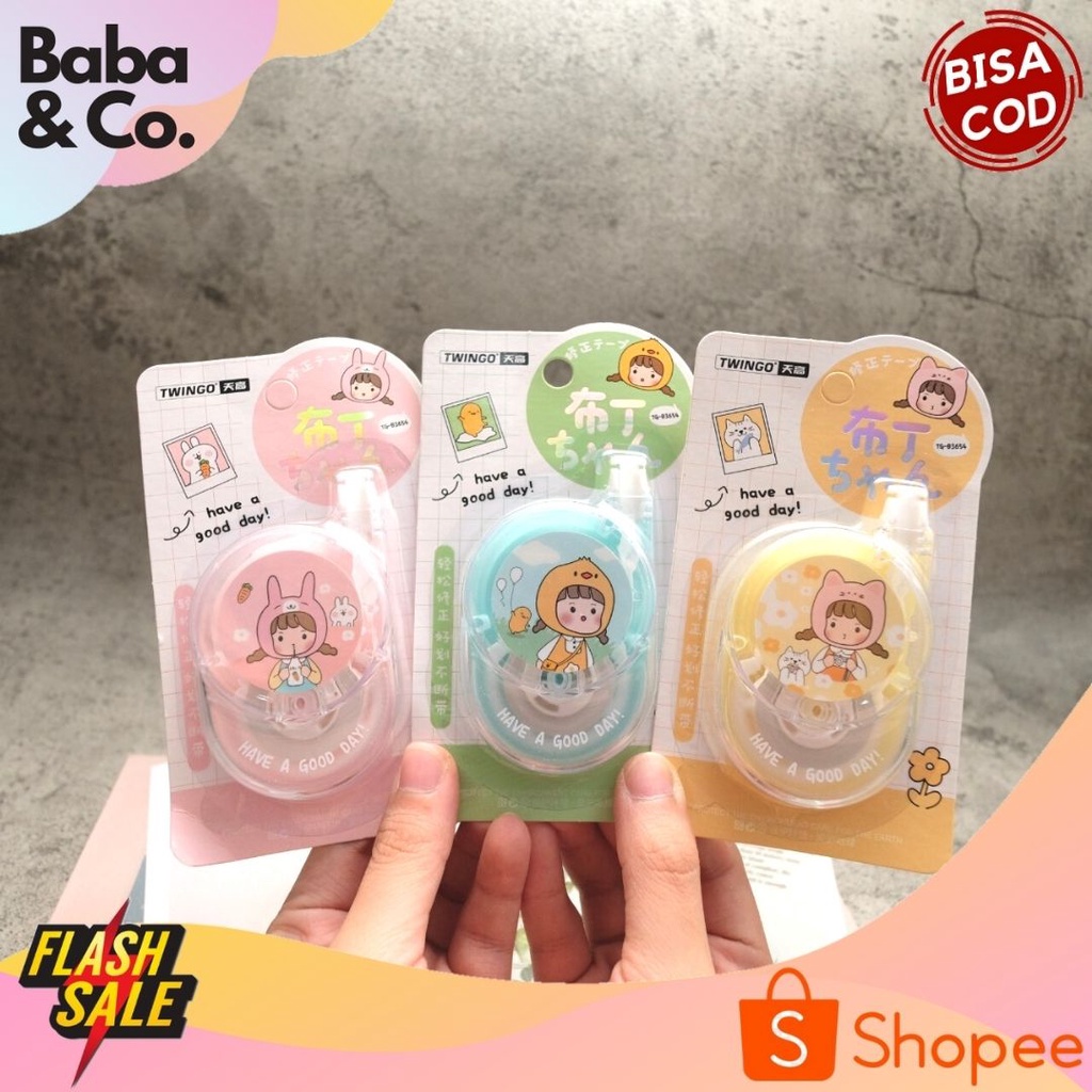 

CORRECTION TAPE CEWE HAVE A GOOD DAY TG-B3654 TWINGGO TIP-EX TWINGGO CUTE GIRL LUCU UNIK MURAH ALAT TULIS SEKOLAH KANTOR ATK MURAH BISA COD