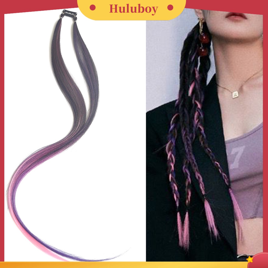 Wig Rambut Kepang Dua Lapis Warna Gradasi Anti slip Adjustable Untuk Wanita