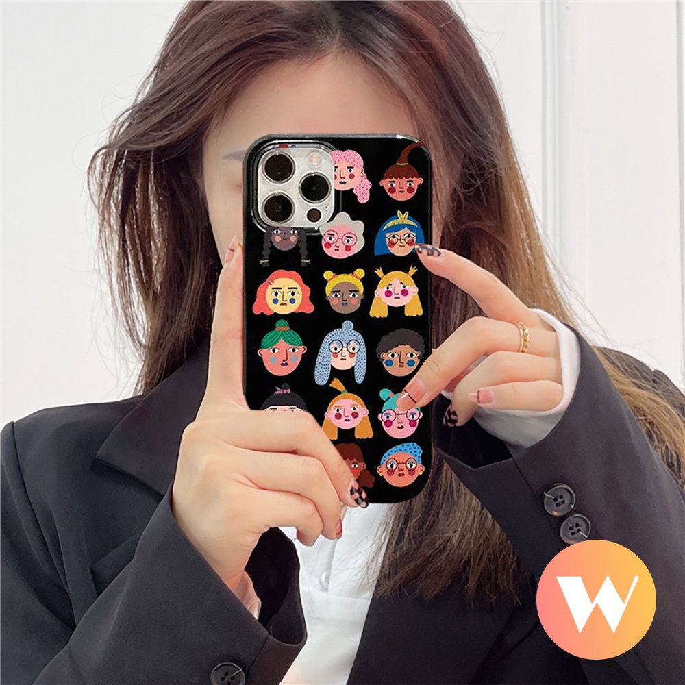 Ins Fashion Permen Glossy Case Kompatibel Untuk iPhone 7Plus 11 13 12 14 Pro Max XR 8Plus X XS Max SE 2020lembut Tpu Kreatif Kartun Lucu Avatar Shockproof Lembut Tpu Cover