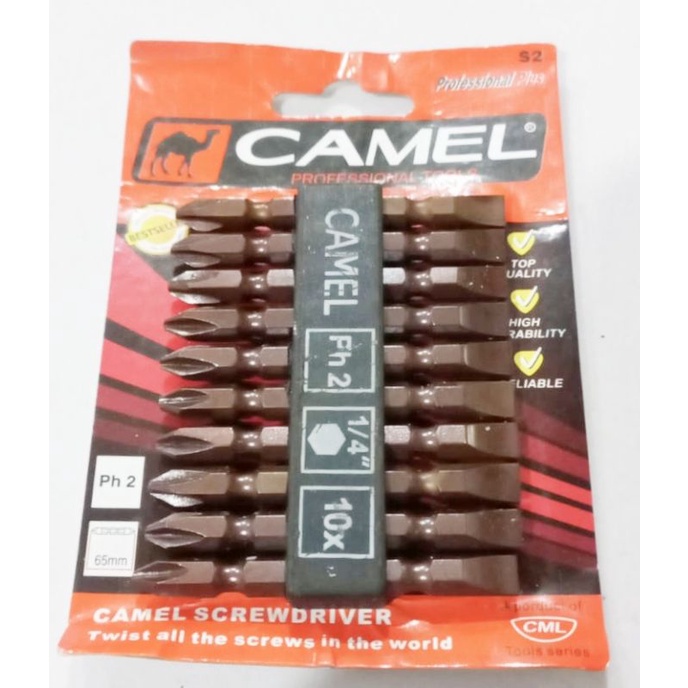 Camel mata obeng gipsum 2x65 (-)(+) / CAMEL Screwdriver bits 2x65 (-)(+)