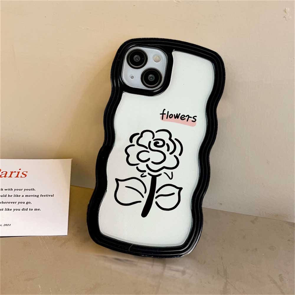 Realme 10 C33 C30 C31 C35 C21Y C25Y Realme C11 C25 C17 C15 C12 C3 C2 Realme 7i 5 5i 6i 7 Pro Mawar Sejalan Tepi Gelombang TPU Phone Case Cover