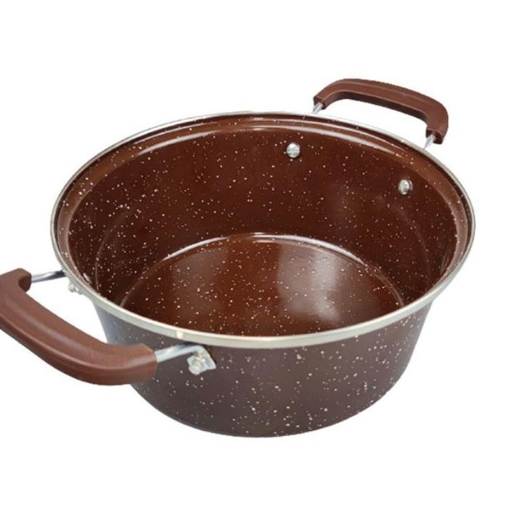 Menarik [GSF ORI] Panci kuah enamel 24 CM / Panci kuah tutup kaca jumbo / Panci kuah warna