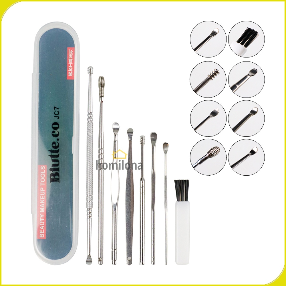 Biutte.co Pembersih Telinga Korek Kuping Ear Wax Picker 7 PCS JC7 Silver