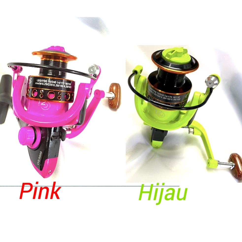 J5E3 REEL SPOOL METAL 12 BB BEARING PINK HIJAU STABILO G7D