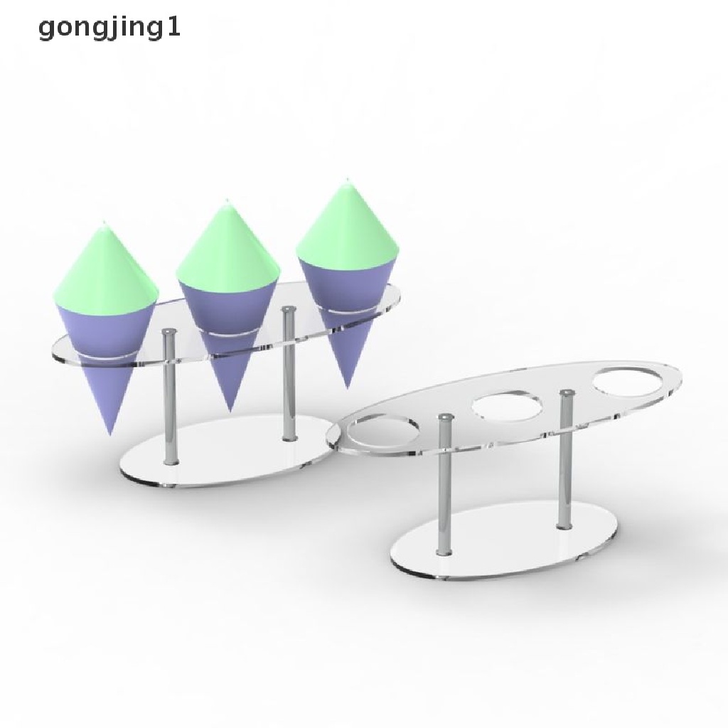 Ggg 3lubang Reusable Detachable Transparant Acrylic Ice Cream Cone Holder Pesta DIY ID