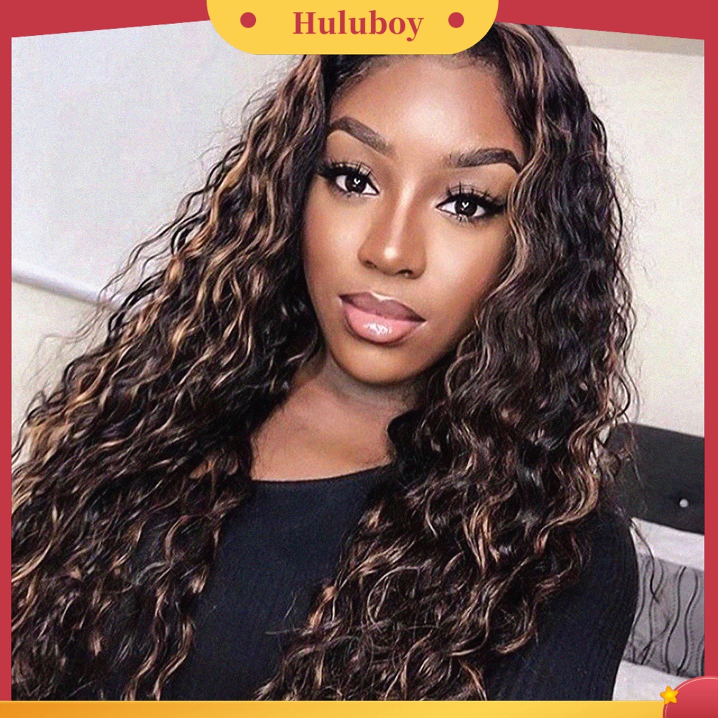 Wig Rambut Model Panjang Keriting Warna Hitam Coklat Untuk Wanita