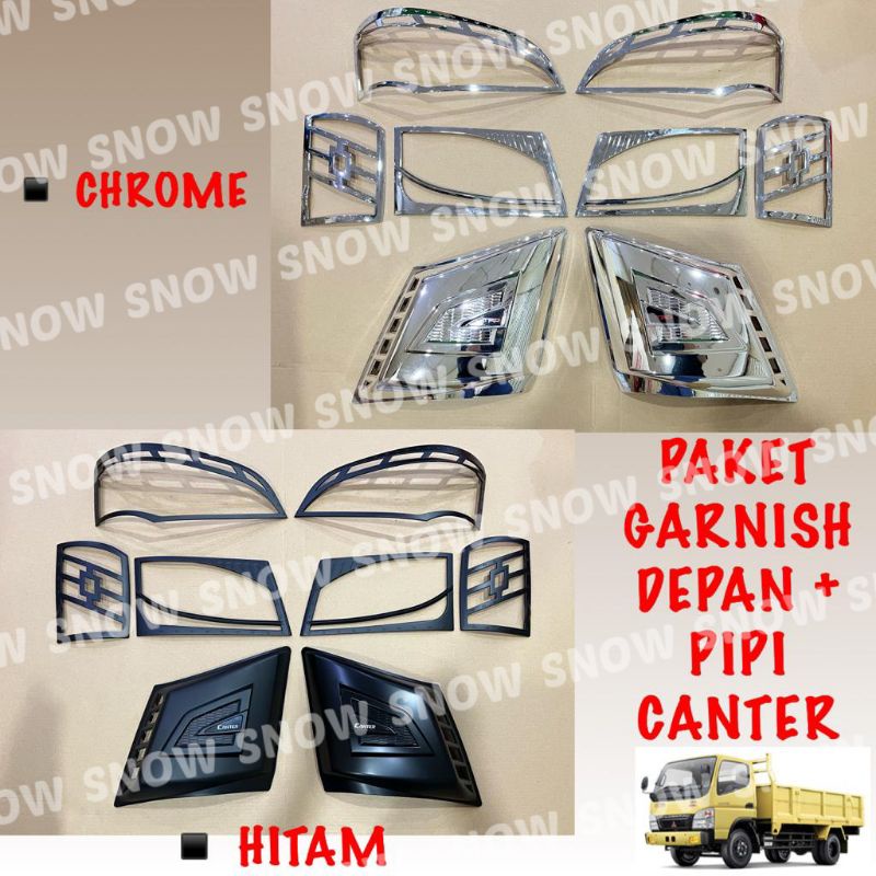 Paket Garnish Lampu Depan Pipi Canter Sporty Chrome Hitam