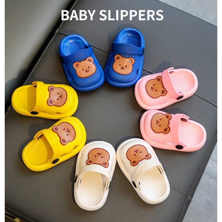 Sandal Anak Anak Sol Lembut Gambar Kartun Beruang Bear Lucu Non-slip Cocok untuk anak laki-laki dan perempuan import / Sendal Selop Sepatu Anak Cewek Cowok Ringan Enak Dipakai Karet / Sandal Bayi