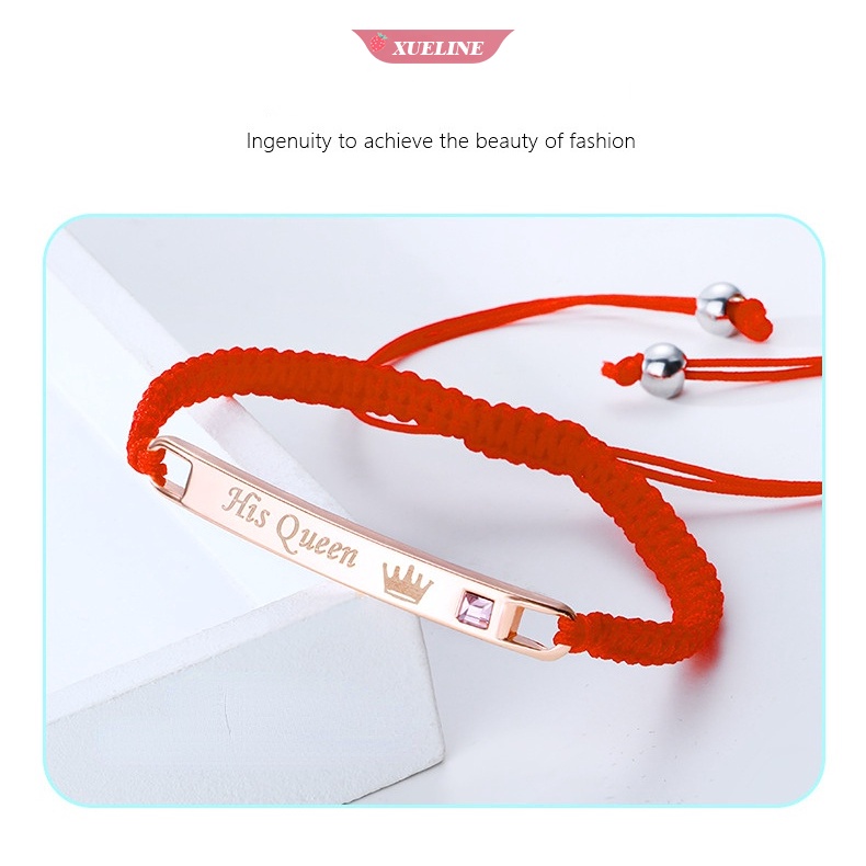 2buah/set Pasangan set Pasangan Raja Dan Ratuhisqueenherking braided bracelet Gelang tide charm Untuk Pasangan BFF use [ZXL]