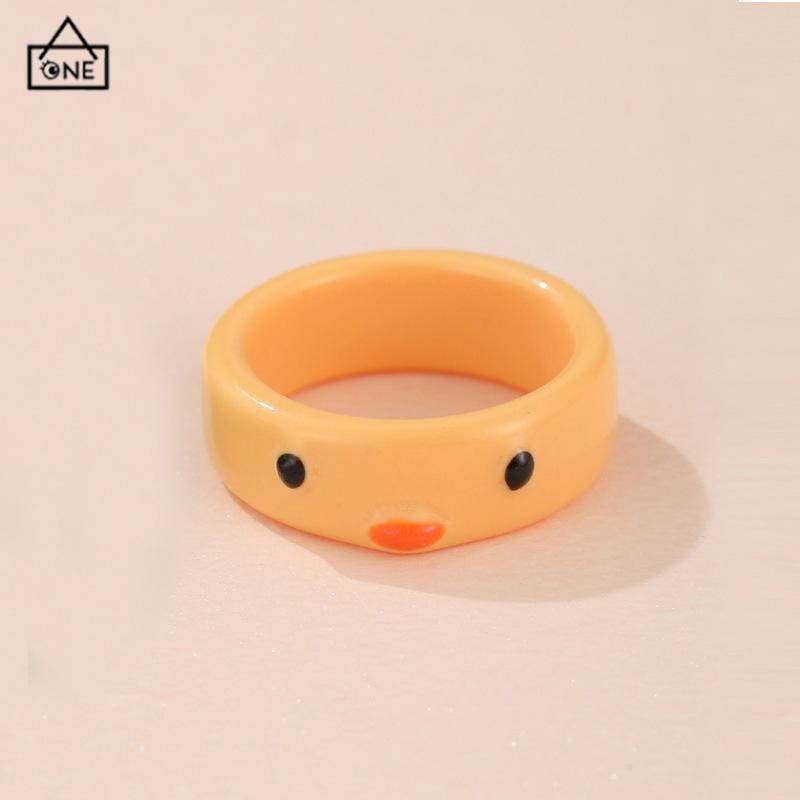 COD❤️Cincin Bentuk Kodok Kreatif Sederhana Kartun Korea Lucu Behan Resin Warna- Warni Cincin Katak Ekor Wanita-A.one