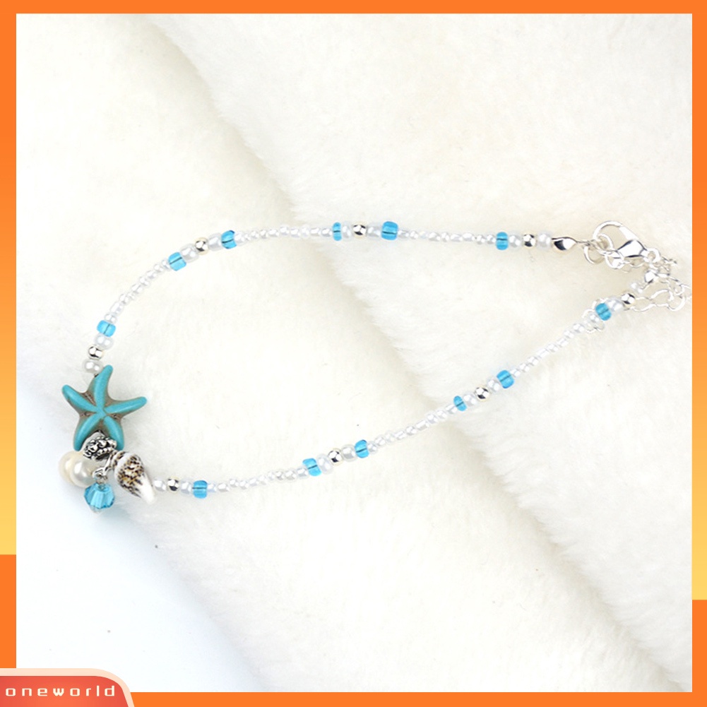 [WONE] Boho Lady Manik-Manik Bintang Laut Pesona Barefoot Sandal Kaki Rantai Gelang Kaki Ankle Bracelet