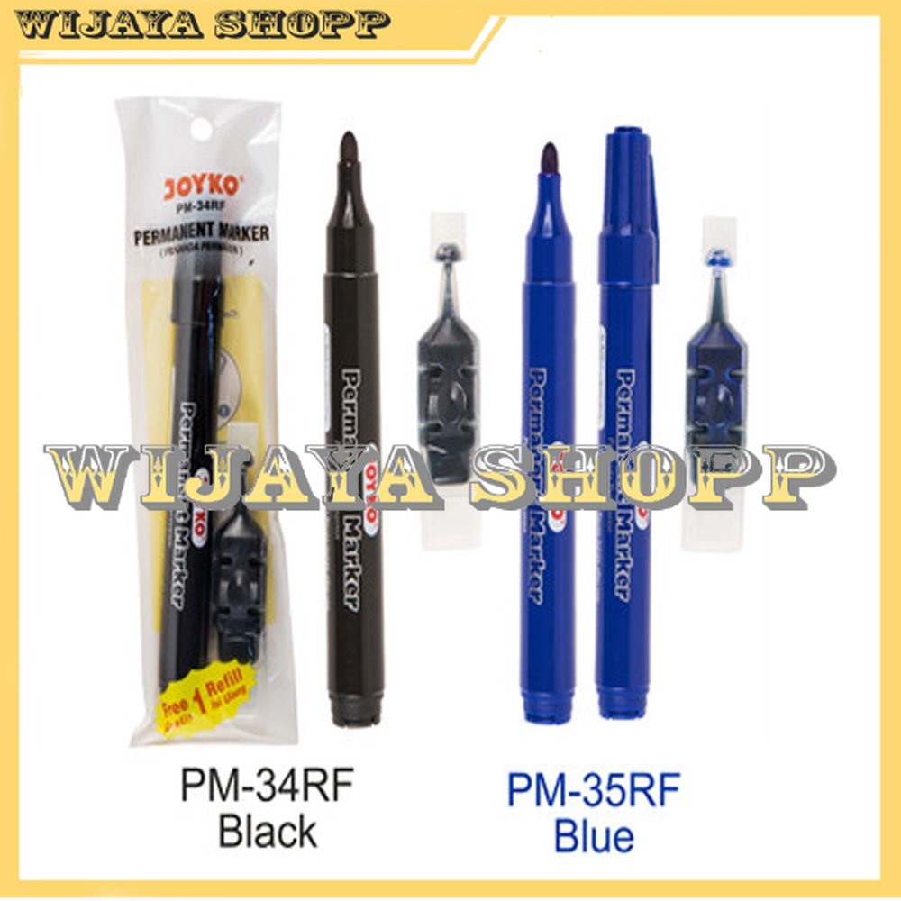 

Permanent Marker Spidol Permanen Joyko PM-34RF Black PM-35RF Blue PM-36RF Free Refill - Wijaya Maju Cell