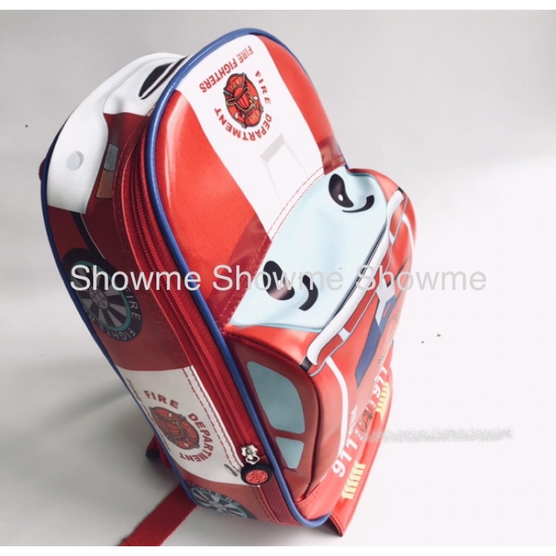 SHOWME TAS RANSEL MOBIL ANAK SEKOLAH PAUD - TK KARAKTER LUCU KUALITAS PREMIUM BATOK GAMBAR PAKAI BUSA - BLAMBIR - FIRE RESCUE CAR - DAMKAR