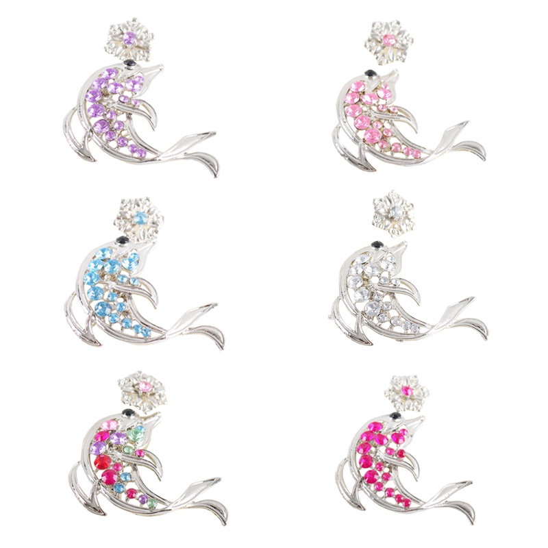 Bros Jilbab Hijab Kepala Kerudung Kebaya Lumba B-101 Brooch Dolphin Crystal Cantik