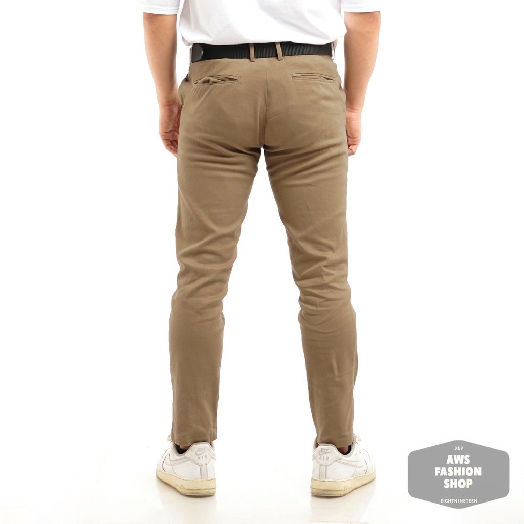 Celana Chino Pria Celana Panjang Pria PREMIUM QUALITY Dark Khaki