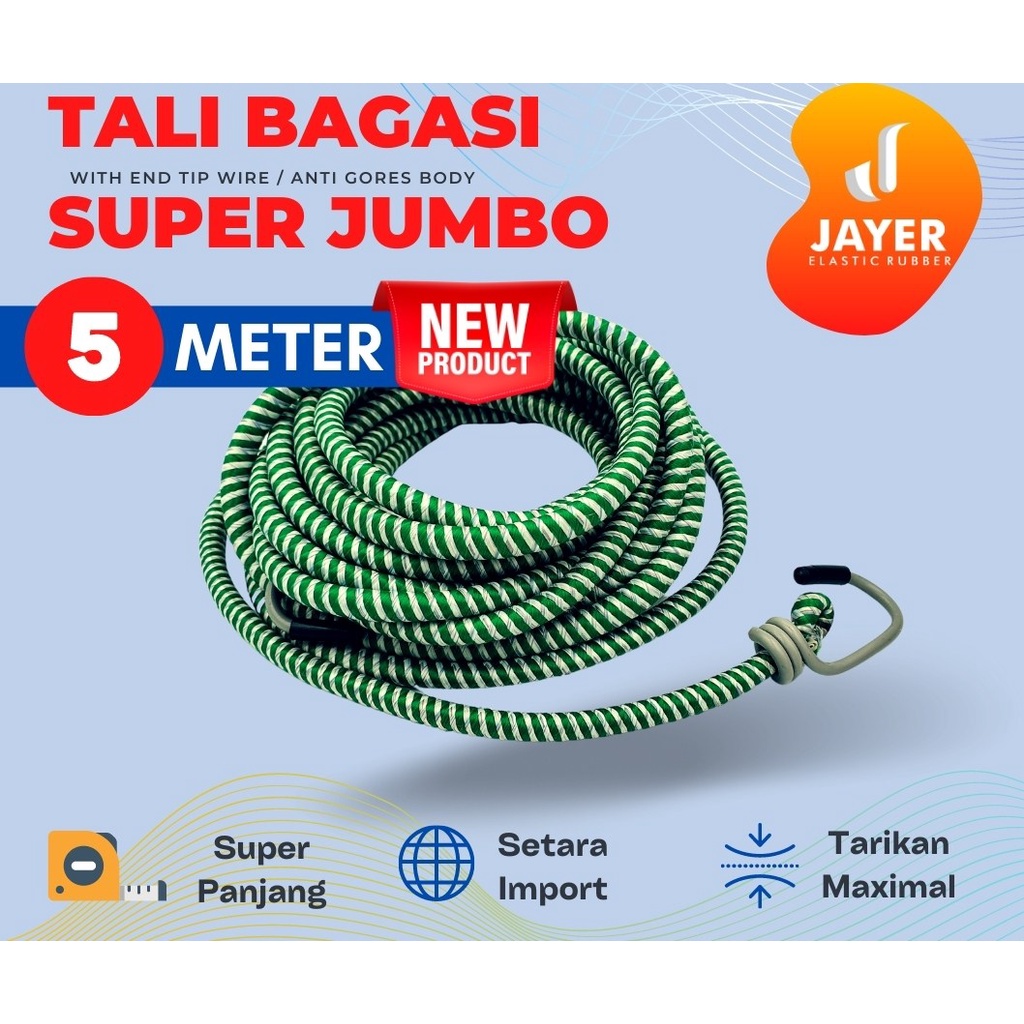 Tali karet pengikat barang motor Super LONG  JUMBO 5 Meter Spesial Produk