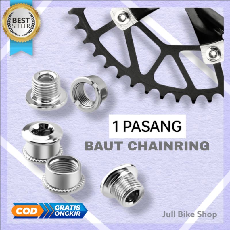 Baut mur chainring crank 1 pasang set single double triple 1 2 3 speed tumpuk rd