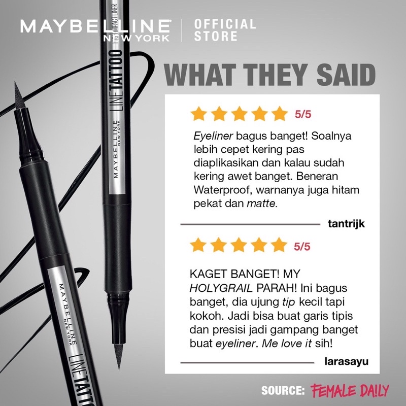 MAYBELLINE Line Tattoo High Impact Eyeliner Black Waterproof