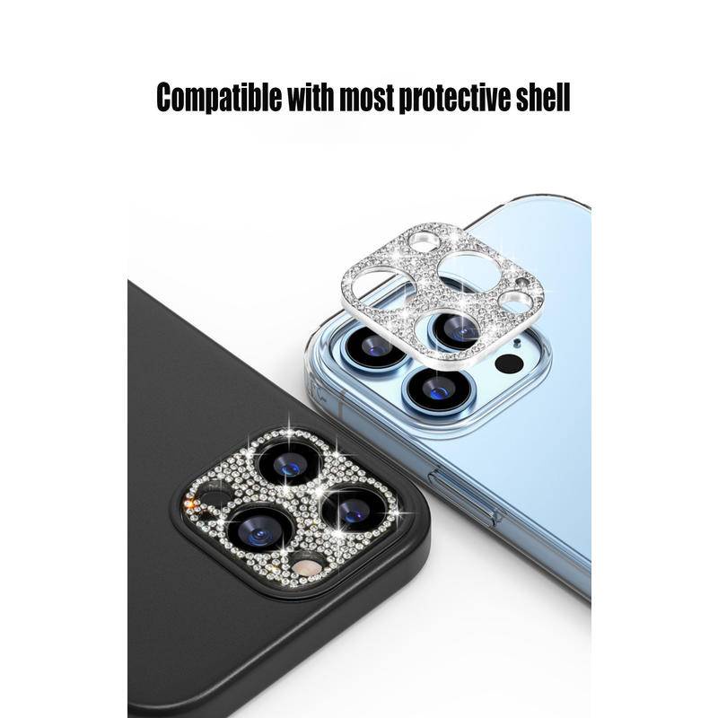 IPHONE Bling Glitter Berlian Imitasi Kamera Lensa Metal Film Pelindung Untuk Iphone14 11 12 13 Pro Max Mini Plus Berlian Mengkilap Ring Lensa Cover Untuk Iphone14Plus