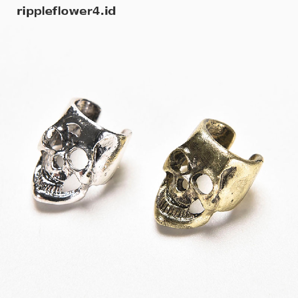 {rippleflower4.id} 1per2/4pcs Fashion Gothic Punk Vintage Skull Ear Cuff Bungkus Klip on Anting No~