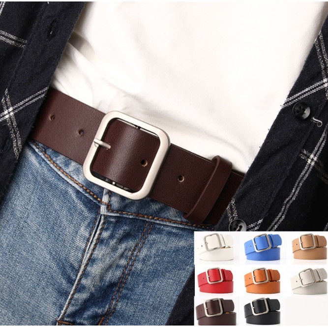 Ikat Pinggang Wanita Ikat Ban Pinggang Wanita #637 WIDE Korea Fashion Kulit PU Gasper Sabuk - KHAKI(