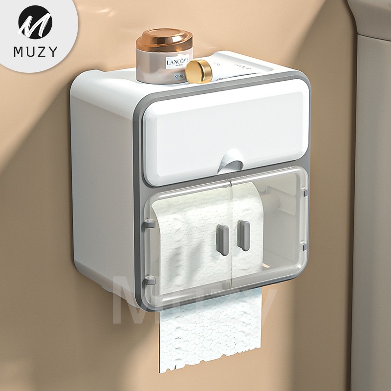 Muzy Tempat Tissue Toilet Kotak Tisu WC Tempel Tissue Box Kamar Mandi Rak Kamar mandi Tempel HSB637