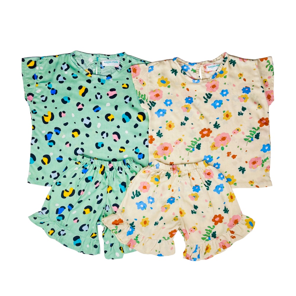 NIKI  1-3 Tahun ONE SET RUFFLE ANAK PEREMPUAN Bahan Rayon by XARAH KIDS Toko Uwais