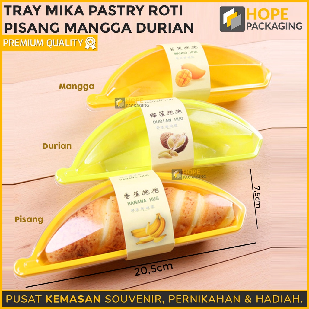 [ ISI 5 PCS ] Tray Mika Pastry + Paper Pisang / Mangga / Durian / Tray Cookies Case Pudding