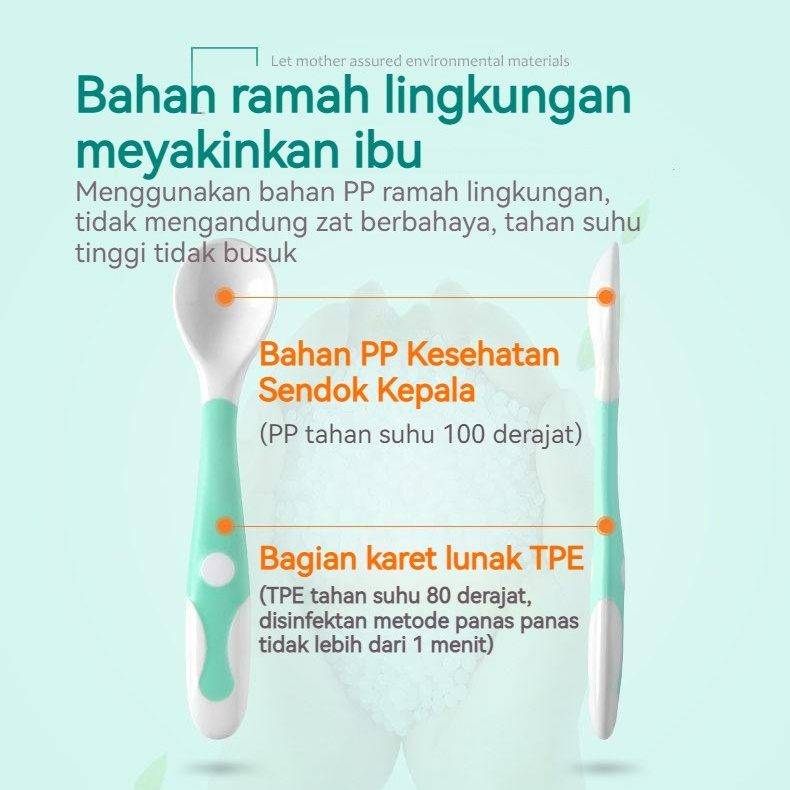 Sendok Bayi / Set Sendok Garpu Bengkok Bahan Silikon Set Sendok Garpu BPA FREE  Safety Spoon Baby Alat Makan Bayi Sendok Bisa Ditekuk