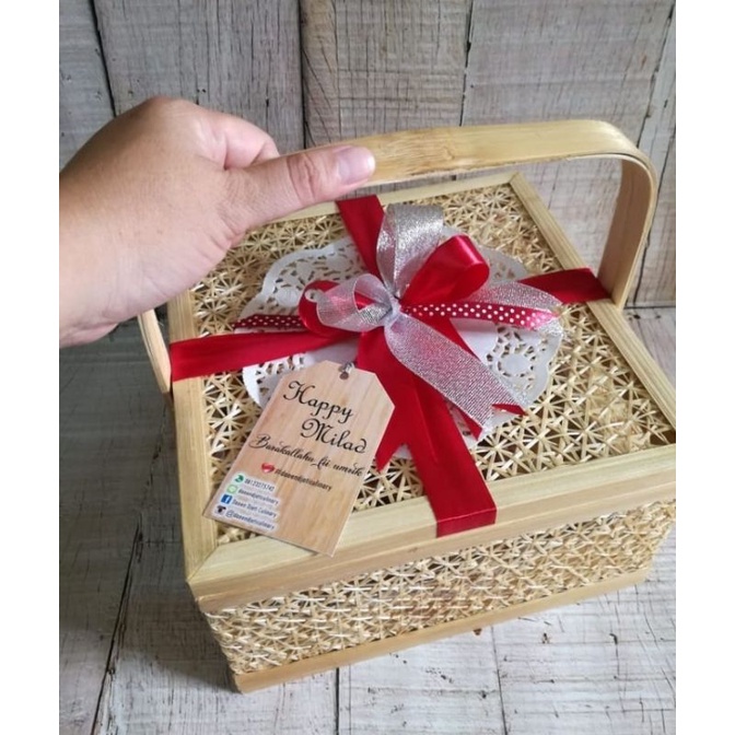 Rantang Truntum Kotak / Rantang Bambu / Kotak Bambu / Kotak Hantaran / Hampers / Keranjang / Kerajin