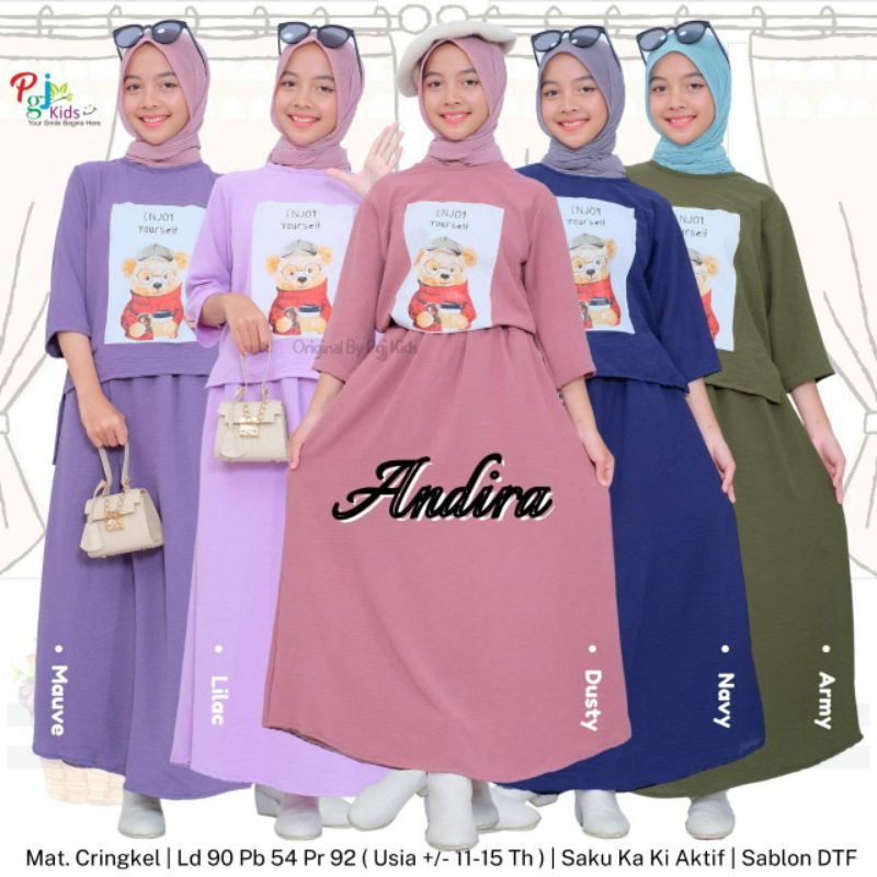 Baju Setelan Rok Anak Remaja Usia 11-15 Tahun Terbaru Terlaris Andira Set Cringkel