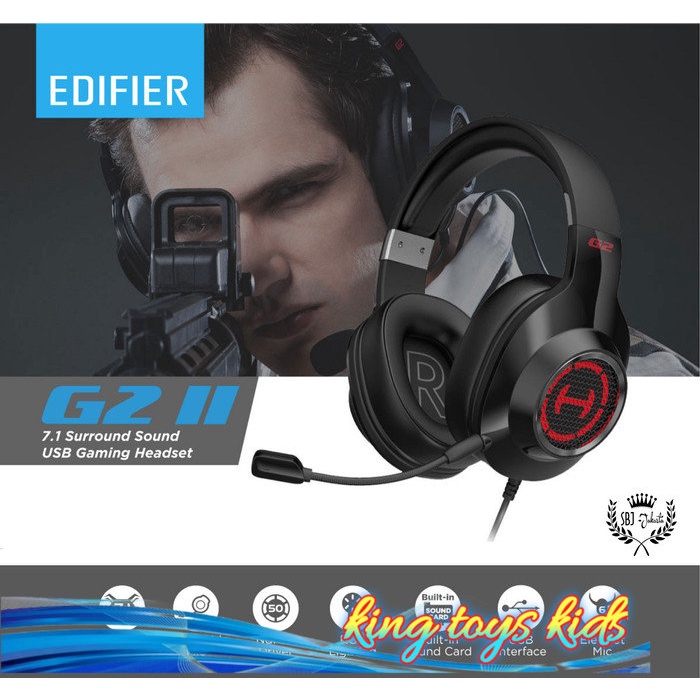 TERBARU / Edifier HECATE G2 II G2 pro Headset USB 7.1 Surround 50mm NdFeb Driver - Hitam