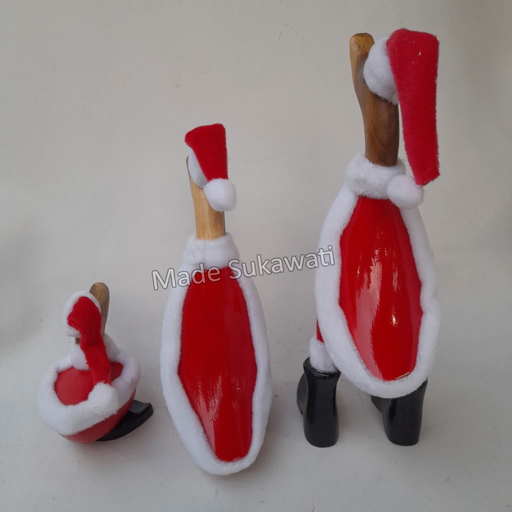 Patung bebek merah putih 27cm Natal Sinterklas SantaClaus kerajinan kayu handmade