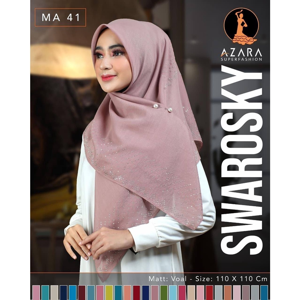[Grosir 10pcs]Hijab Azara Scarf Swarosky Murah Jilbab Segi Empat Polos Payet Terlaris