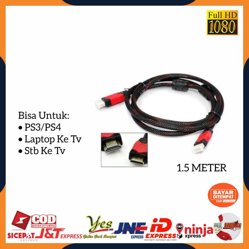 [COD] KABEL HDMII SERAT JARING 1.5M 1080P V1.4 3D HQ / KABEL DARI PS3 LAPTOP STB KE PROYEKTOR PROJECTOR TV LED 1.5 METER