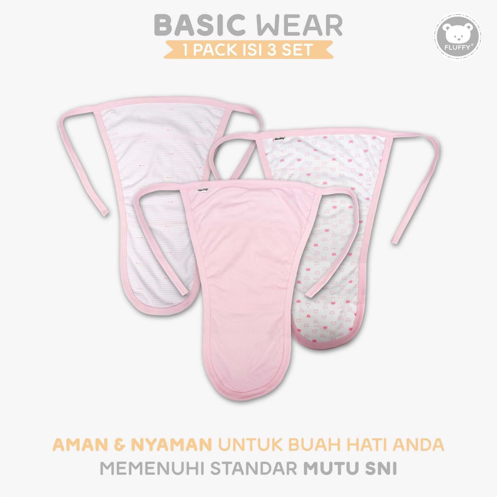 Fluffy / Gorillux / Nova 3 Pcs Popok Tali Bayi  100% Cotton Halus SNI Khaki &amp; Grey Series