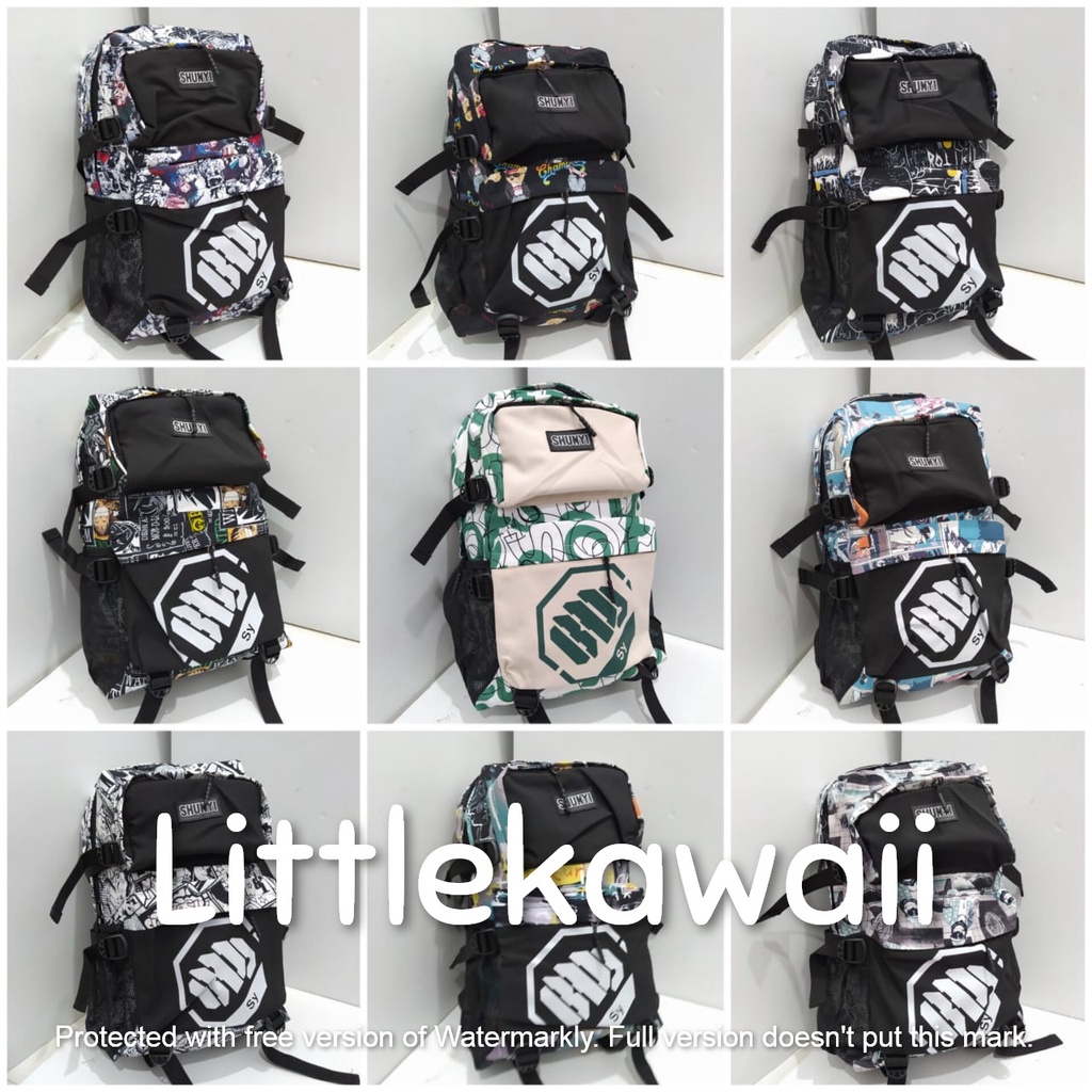 LK/Tas Ransel Laptop Backpack Parasut Sekolah Kuliah Fashion Sport Travelling Camping Casual Remaja Dewasa Cowok Cewek SY Gesper Mix Import