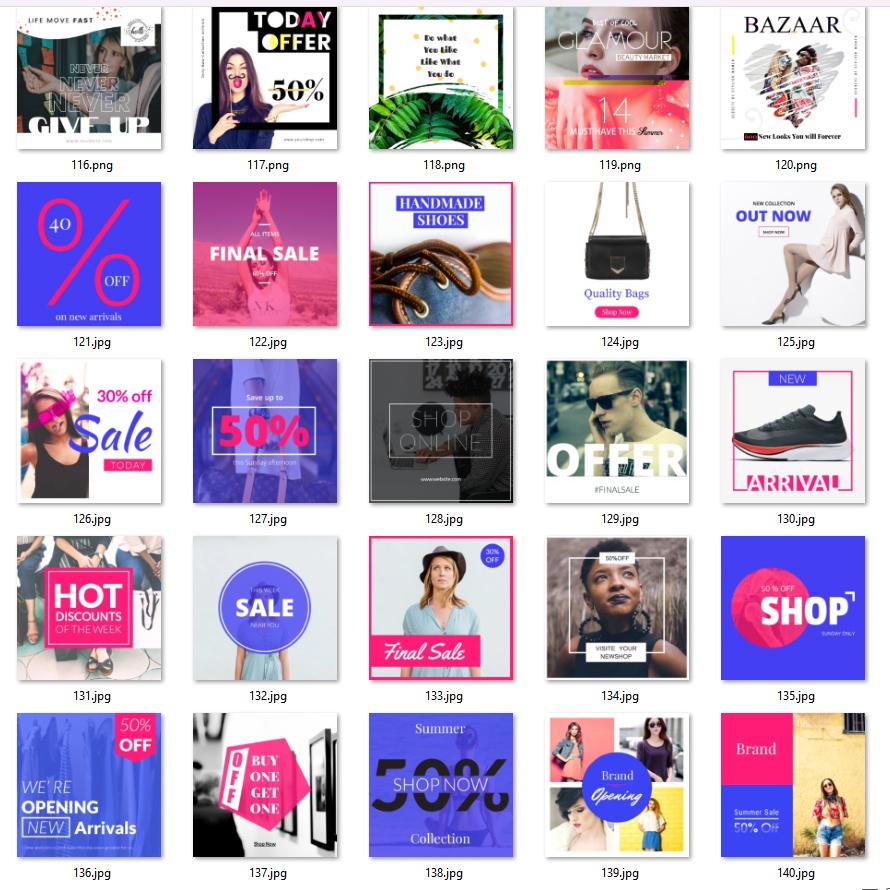 140 Insta Templates For Photoshop