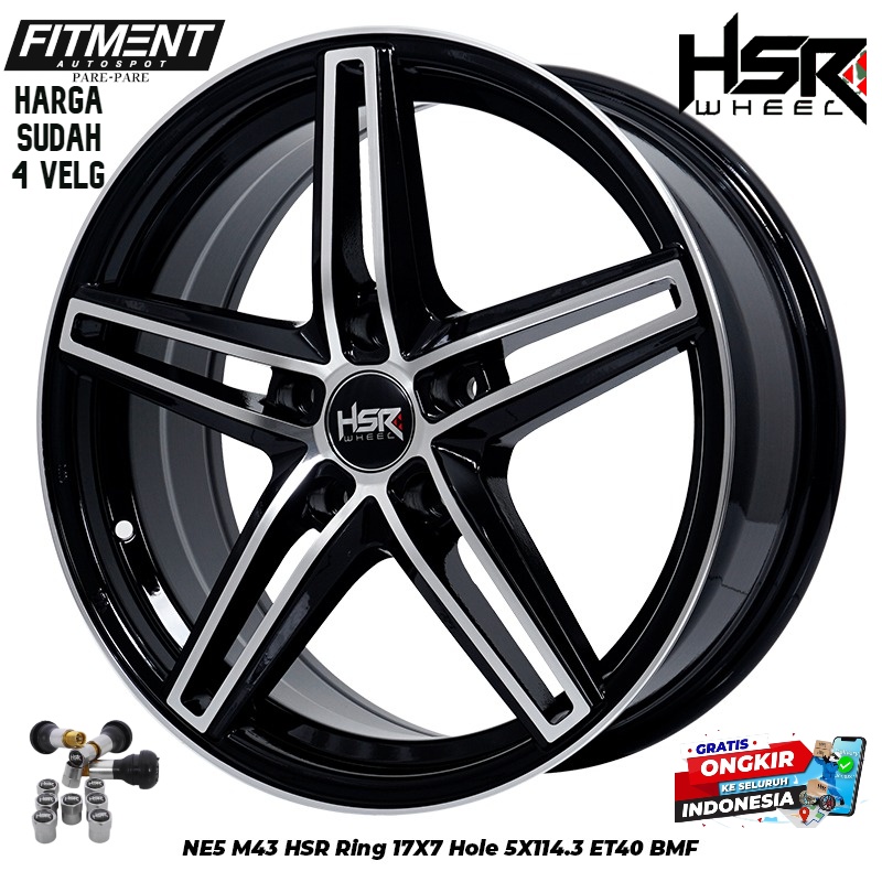 pelek mobil racing hsr wheel model bintang ring 17 free ongkir