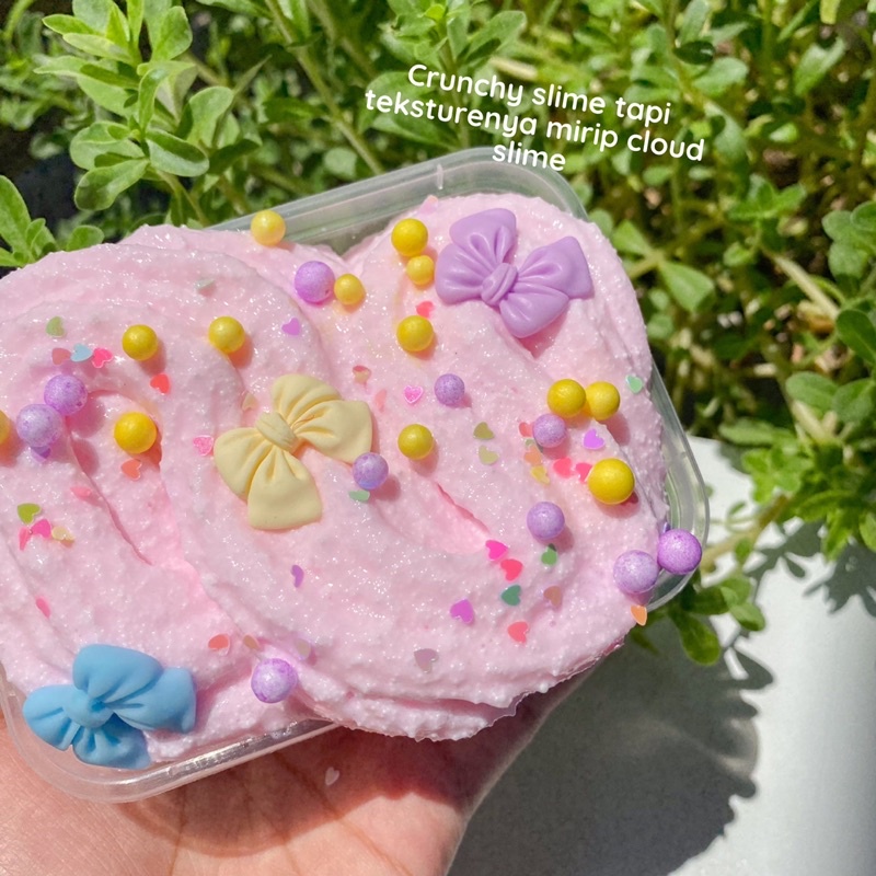 Pinky Crunchy Slime free charm | floam slime | cloud slime