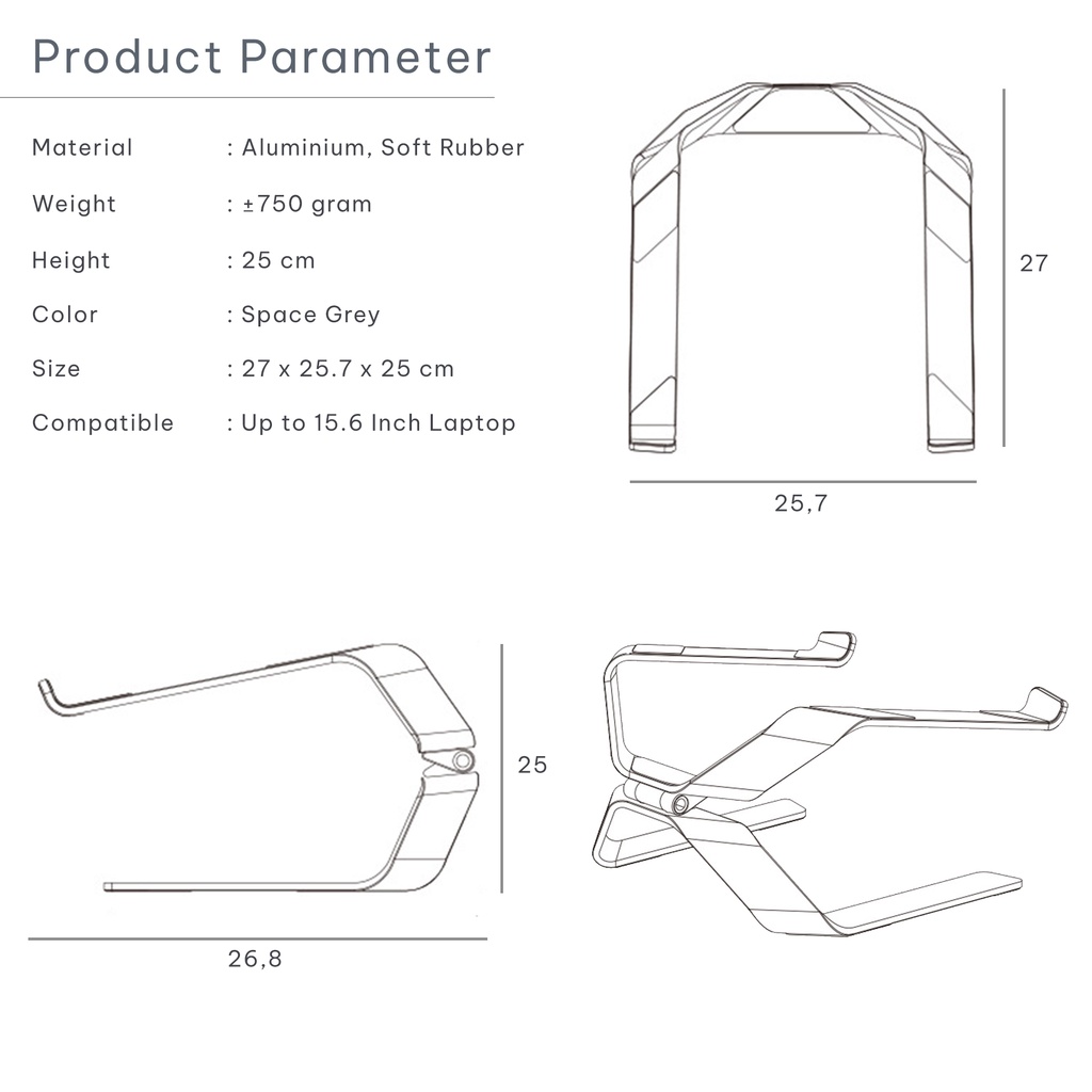 Colta Aluminium Laptop Rise High Stand Holder Bracket Premium Dudukan