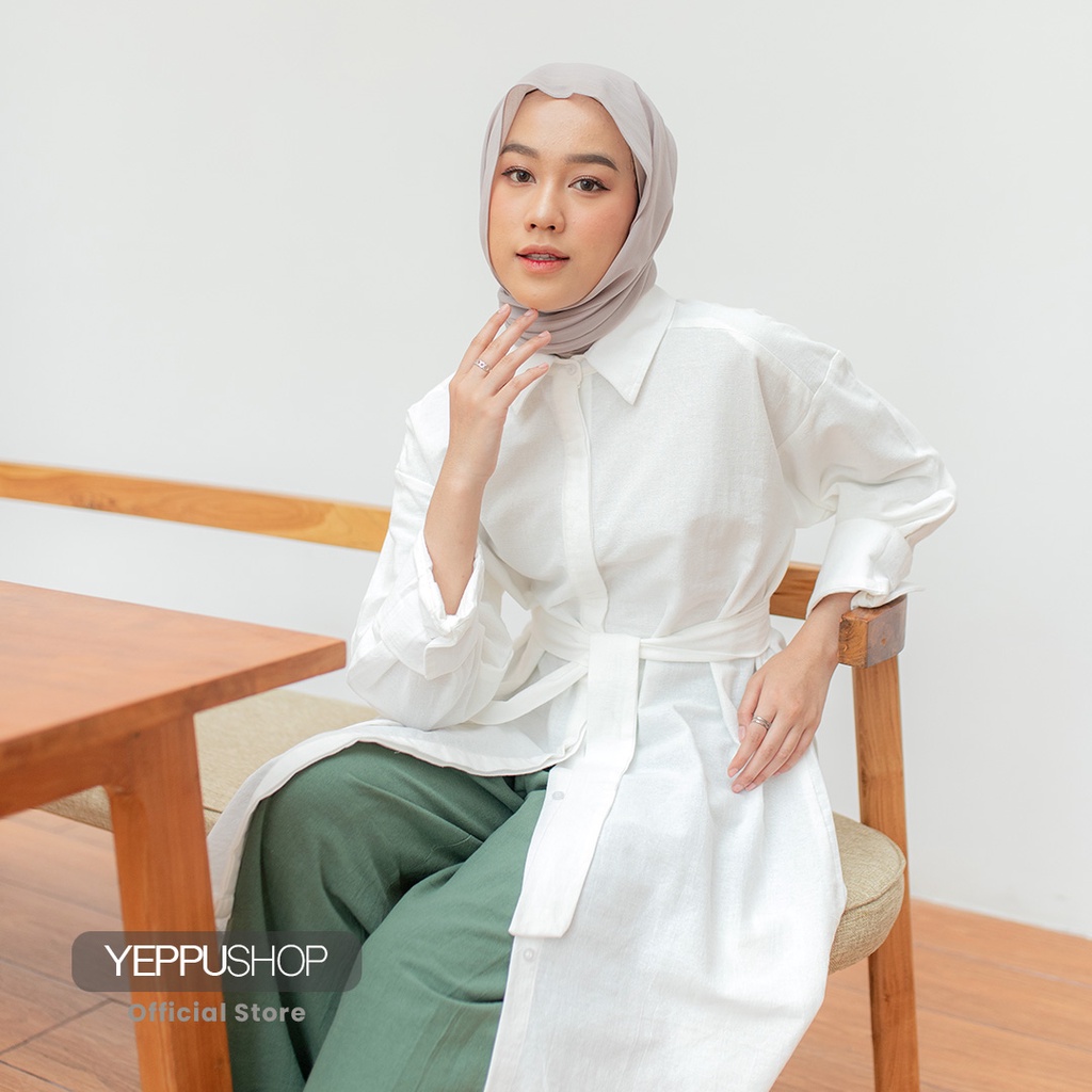 Severly Long Shirt | Tunik Linen Kemeja Panjang Tunik Premium Full Kancing [YEPPUOUTFIT]