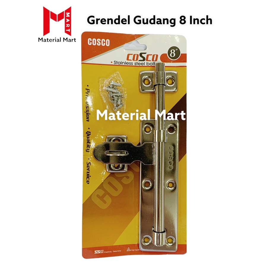 Grendel Gudang Slot Stainless 8 Inch | Grendel Pintu Selot 8&quot; | Overval | Material Mart