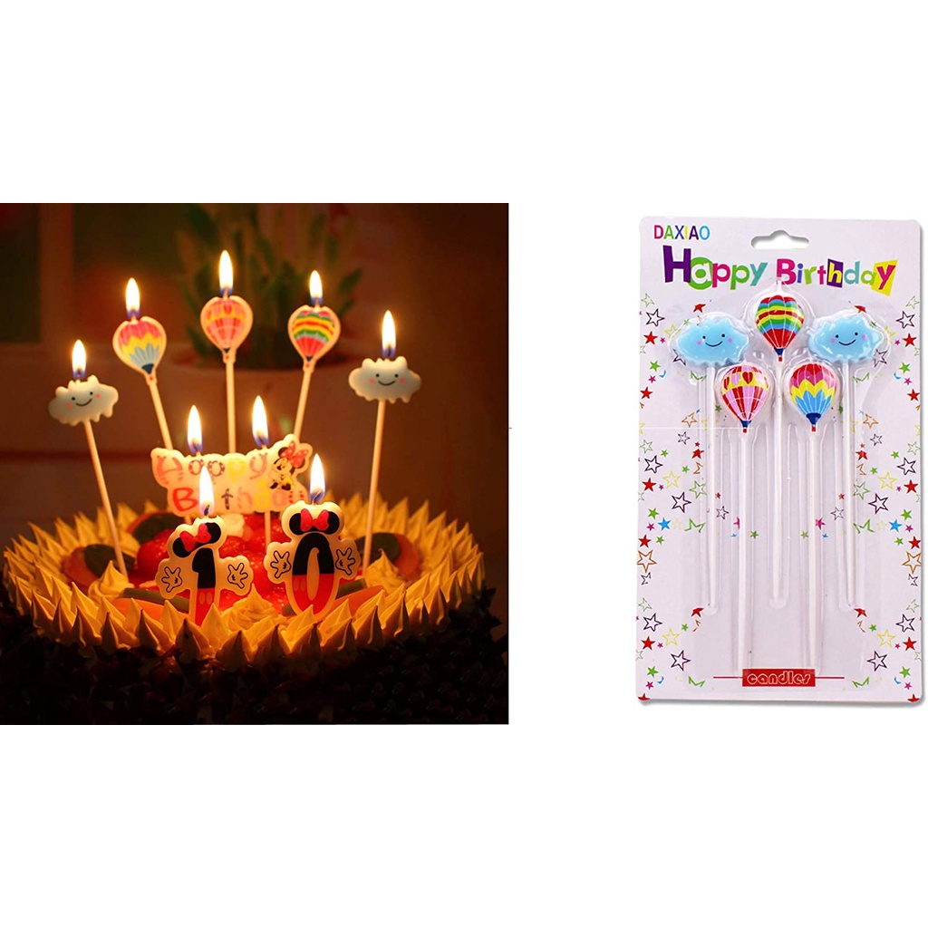 Yamata Lilin Karakter Ulang Tahun Birthday Pesta Balon Udara Awan Dekorasi Kue Cake Ulang Tahun Kue Awan Inggris Anak-anak Remaja Lilin Pesta Kreatif