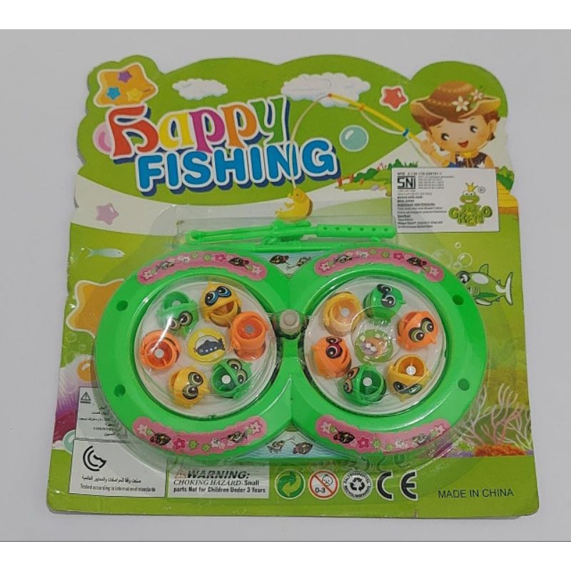 Mainan Anak Pancingan Ikan Magnet Putar 2 Kolam Happy Fishing