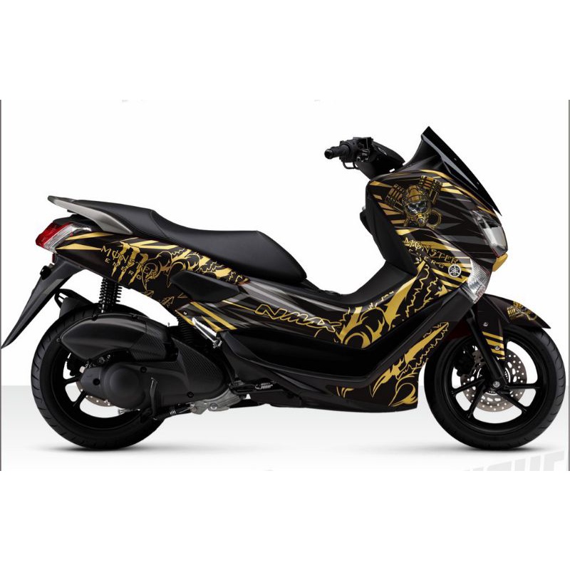Decal stiker Nmax Old Monsters energy Gold list hitam fullbody