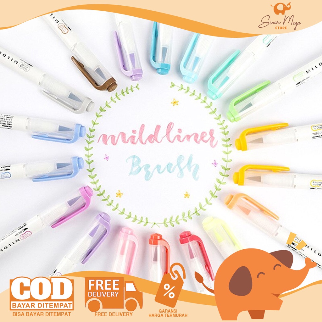 

Arm Zebra Mildliner Brush Pen Pastel Marker Double Ended Highlighter Pastel Lucu Unik Murah