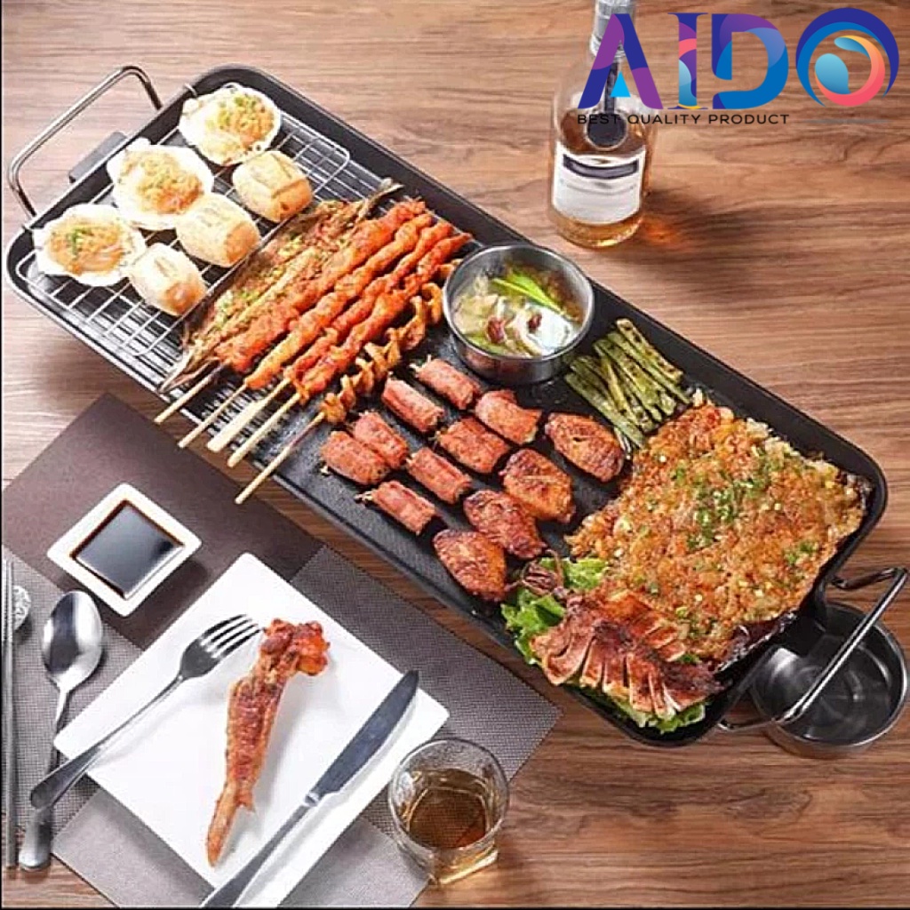 Alat panggang daging / Shabu , BBQ elektrik Pemanggang listrik Yakiniku Grill Pan elektrik Aido